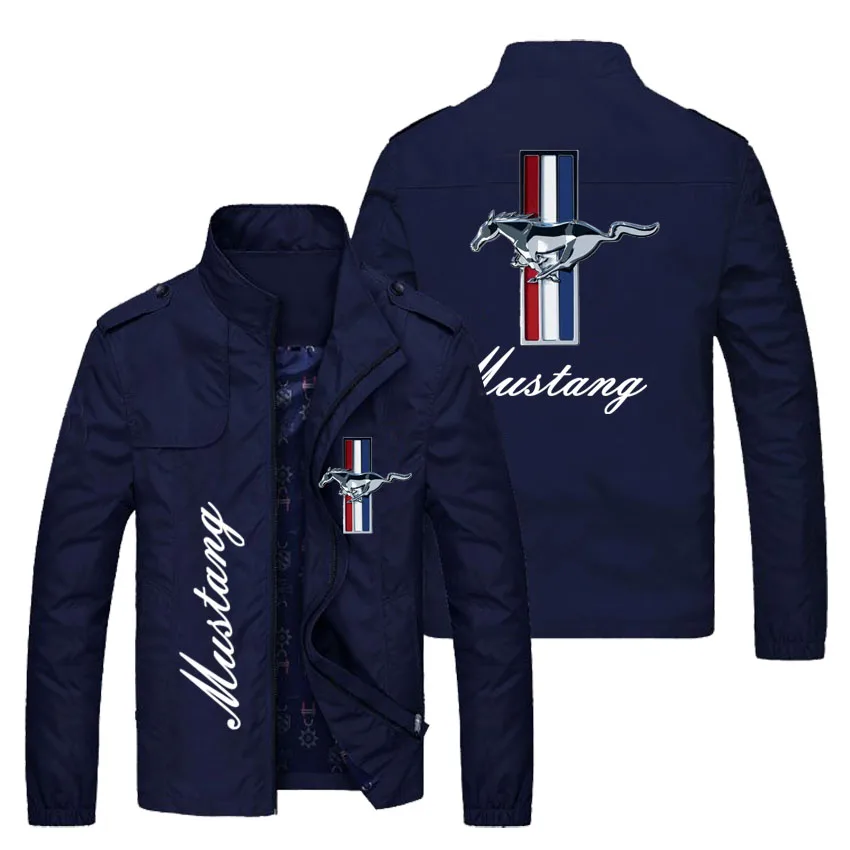 

New Casual Spring Autumn Men’S Mustang Logo Jacket Windbreaker Zipper Slim Hip-Hop Fashion Bomber Long Sleeve Male Coats