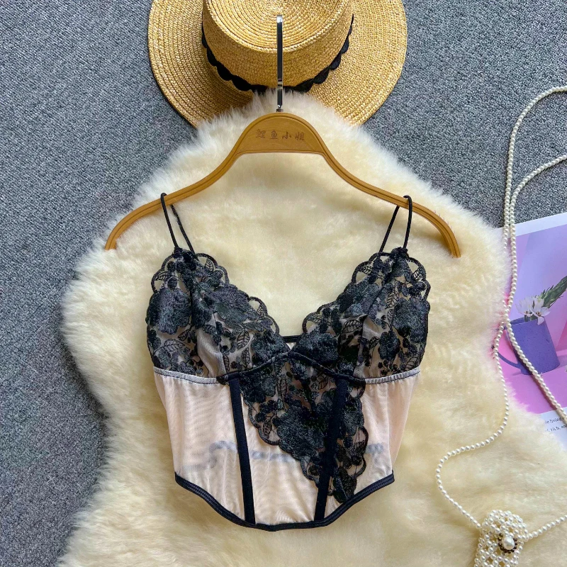 

Женский пикантный роскошный стиль, Винтажный кружевной корсет с оборками, лоскутный сетчатый прозрачный топ с принтом, необычная ретро-модель