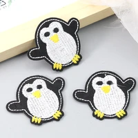 5pcs cute penguin cloth sticker cartoon animal embroidery patch ironing backpack badge sticker diy decal clothing accessories