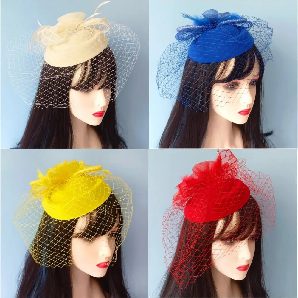 

Turquoise Classic Mesh Fascinating Hair Clip Hat Headband Bowler Feather Bridal wedding Veil Wedding Party New Hair Clip