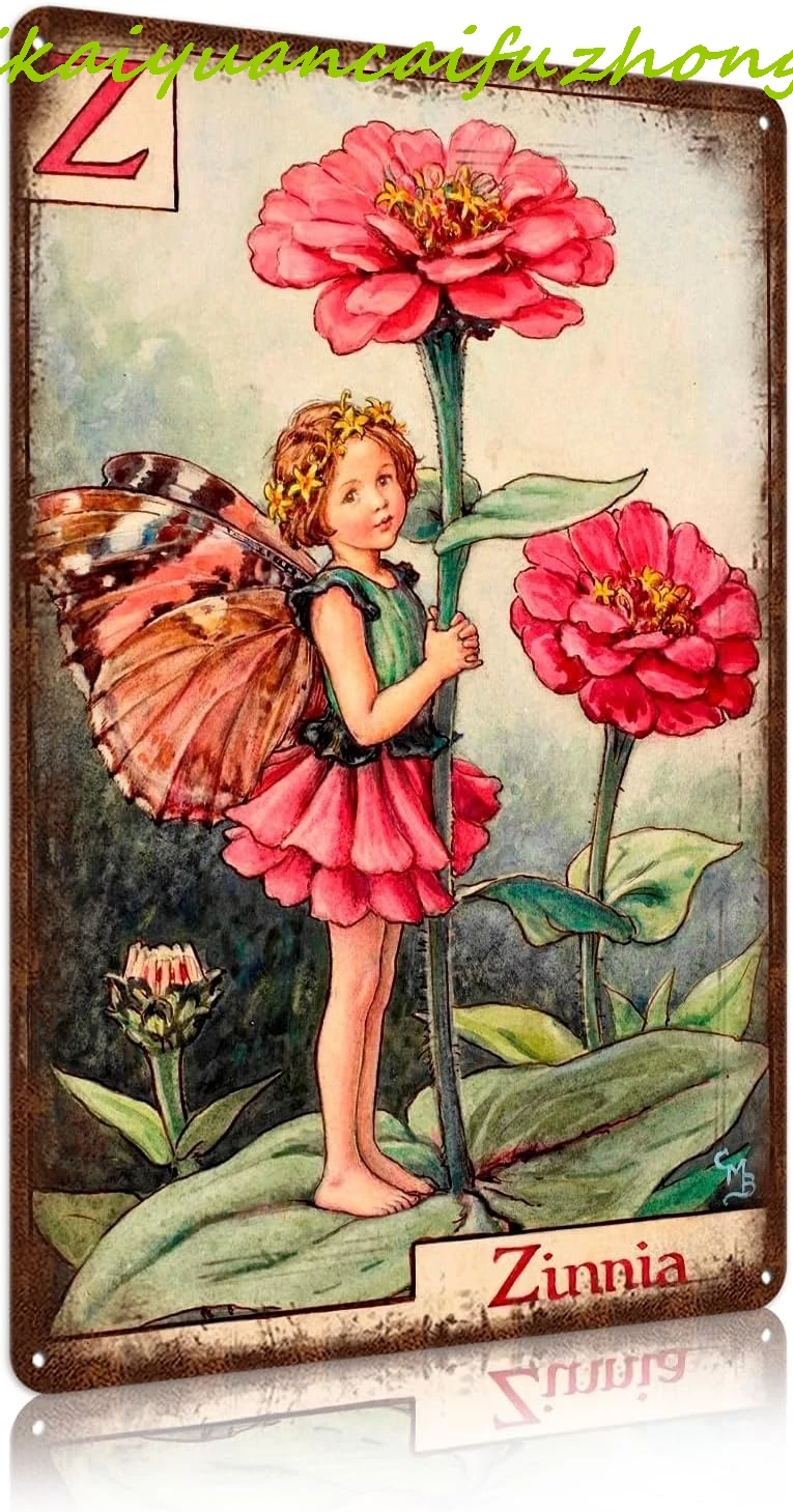 Жестяная вывеска QCJRIS Цветочная Фея