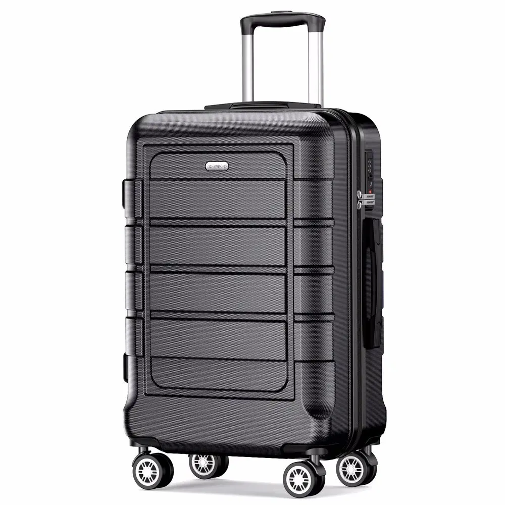 

24 inch Checked Expandable Hard Luggage Large Capacity Travel Suitcase Bag for Trip Business