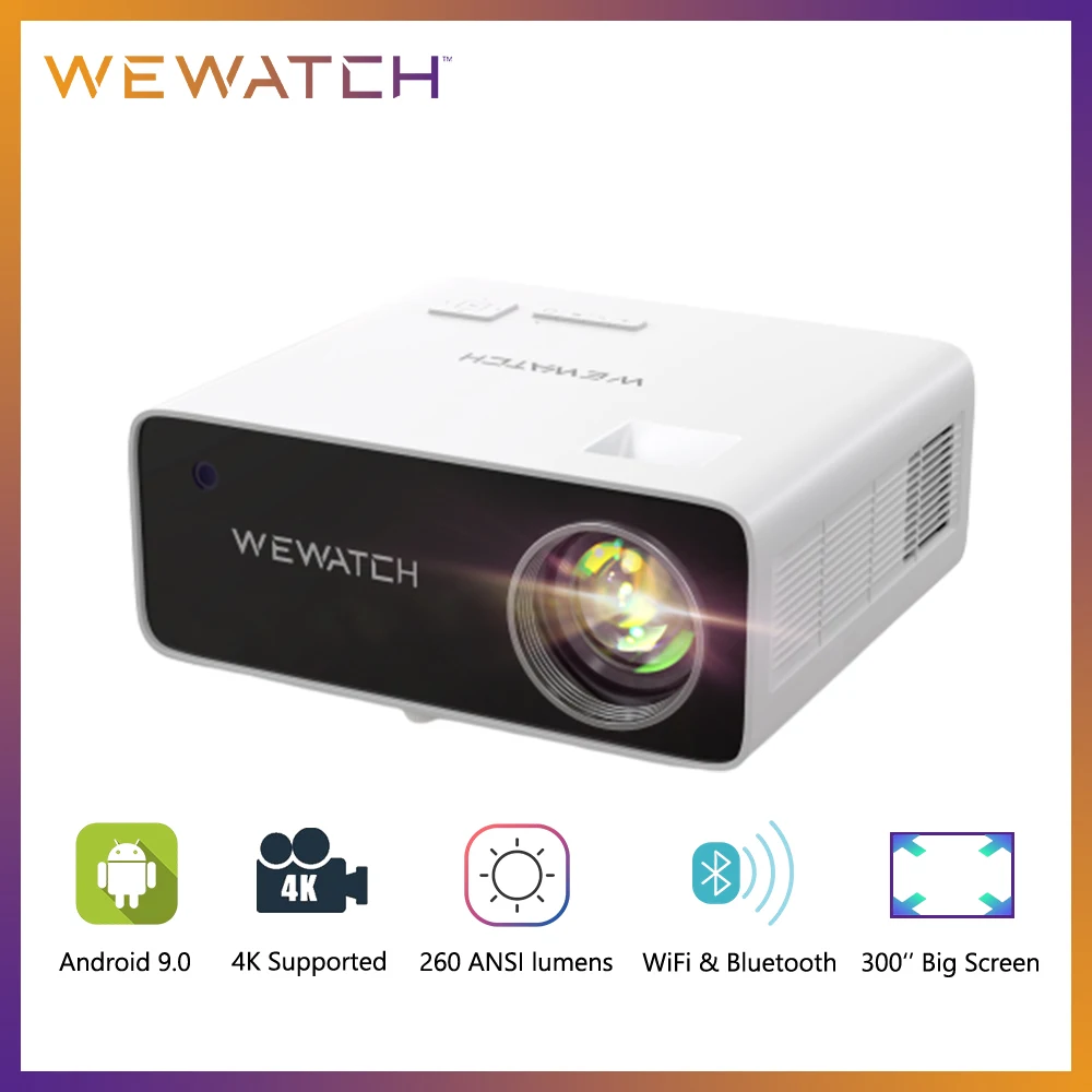 Видеопроектор WEWATCH V51 с поддержкой Wi-Fi Bluetooth 300 дюйма Full HD 1080P |