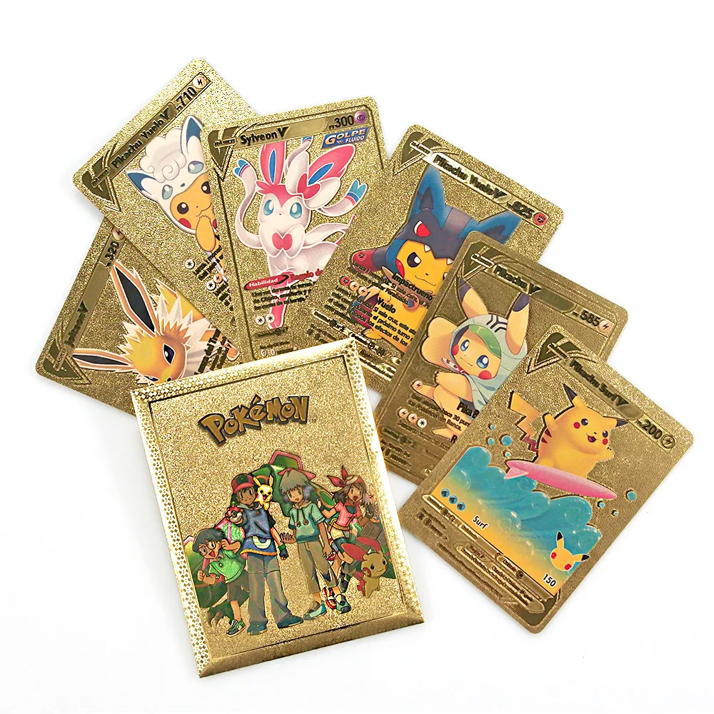 

10PCS Pokemon Cards 150 Patterns Not Repeating Metal Gold Vmax GX Energy Card Charizard Pikachu Rare Collection Battle Toys Gift