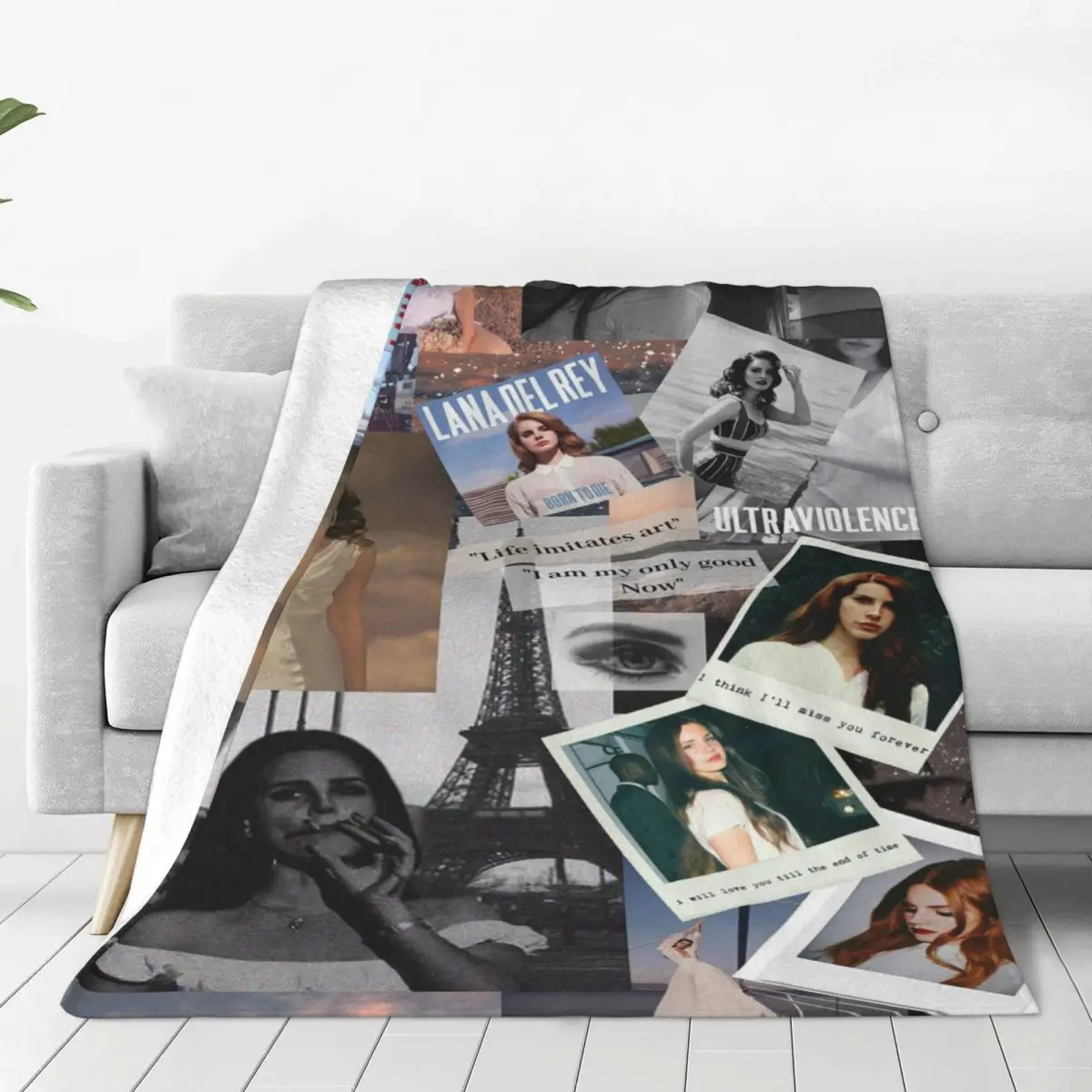 

Клетчатое одеяло Лана Дель Рей, Фланелевое Подарочное художественное одеяло с принтом коллажей, дышащее ультра-мягкое покрывало для дома, спальни, одеяло