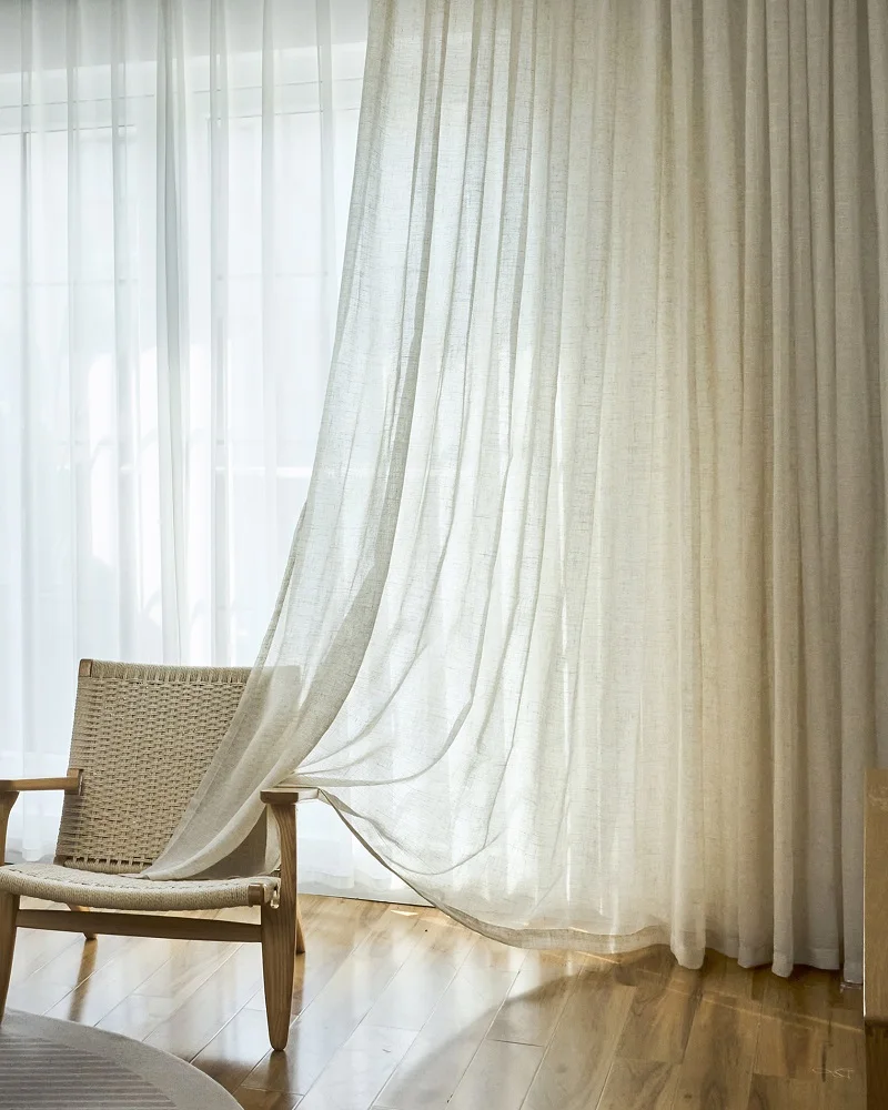 Японские льняные цветные прозрачные шторы для гостиной полузатемненные кухни