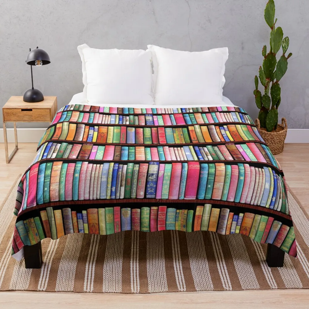 

Bookworm Antique book library, vintage book shelf Throw Blanket loose blanket microfiber fabric fluffy blankets large
