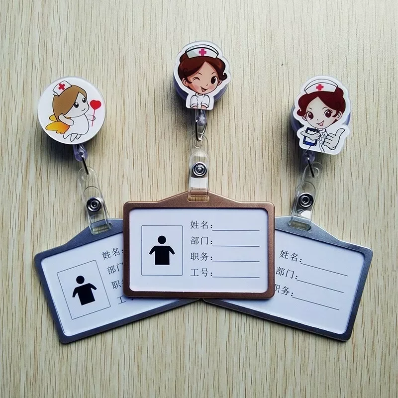 

Cartoon Badge Holder with Retractable Badge Reel for Medical Workers Nurse Doctor Work Card Cover Hospital Supplies