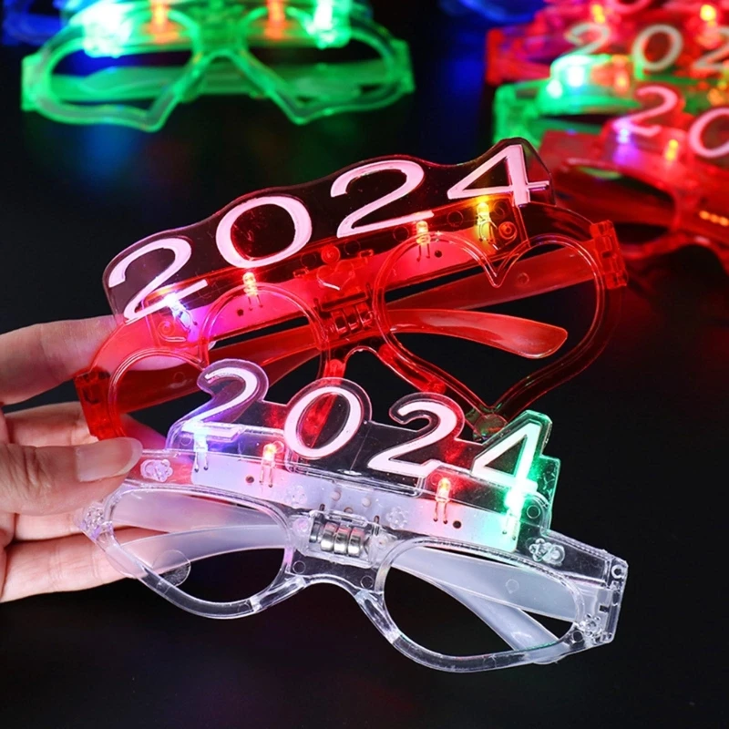 

12 Pcs Light Up Props Glasses Photo Party Cosplay Costumes Colorful LED Dancing Party 2024 Glasses New Year Party