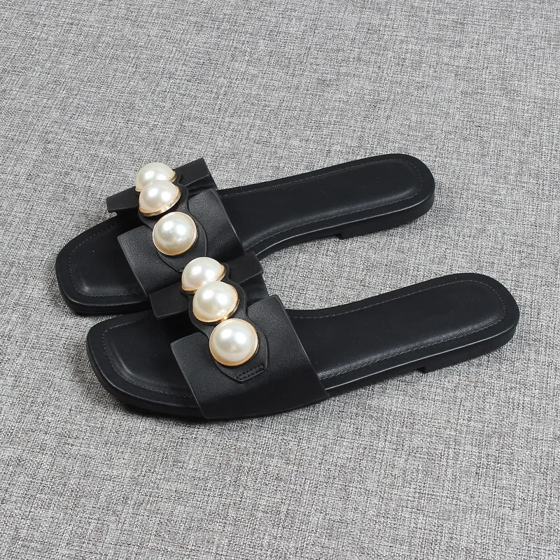 

Female Shoes Slippers Soft Rubber Flip Flops Slides Fashion String Bead 2022 Comfort Hawaiian Flat Luxury Summer Rome Basic PU