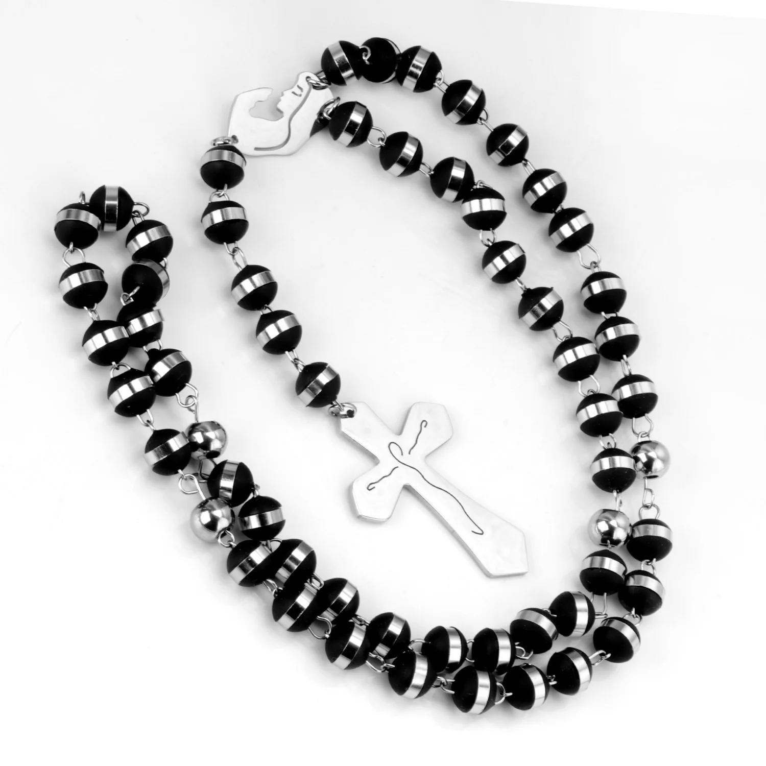 LUXUKISSKIDS Rosary Beads Christianity Necklaces Jesus Long Chains For Woman/Man Cross Pendants Steel Christian Jewelry Prayer images - 6