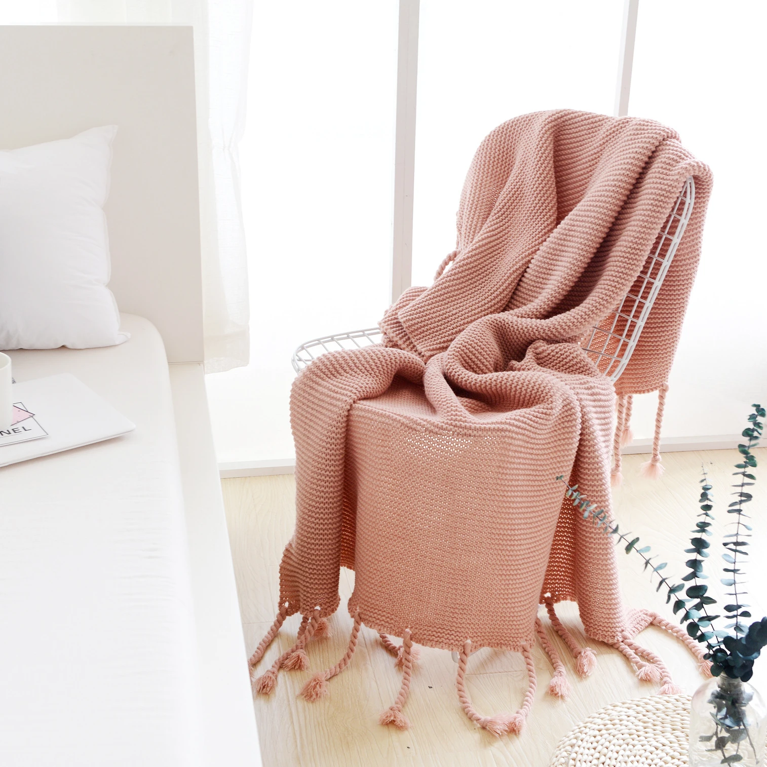 

American Thick Needle Blanket Sofa Blanket Lunch Break Air Conditioning Blanket Photo Props Knit Shawl Blankets for Beds