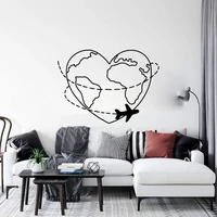 large airplane heart travel airplane wall sticker office playroom love explore trip adventure camping wall decal bedroom vinyl
