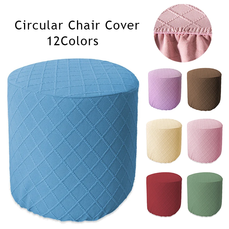 

Universal Stool Protector Thick Solid Color Square Stool Covers Thick Stretch Knitting Round Seat Covers Living Room Chair Cover