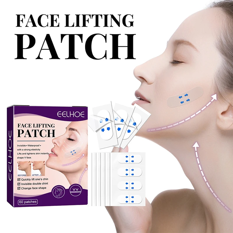 

60Pcs Face Invisible Pull Sticker Fox Eyes Tira Firm Chin Up Lighten Fine Lines Shape V-shaped Melon Seed Face Sticker Skin Care