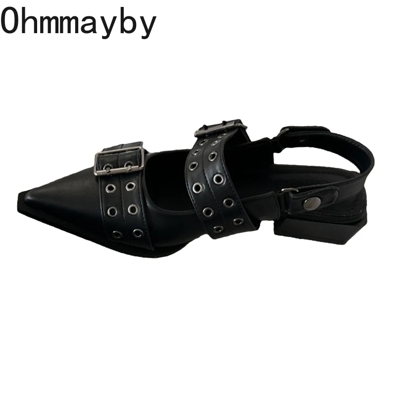 2025 дизайнерские женские туфли Мэри Джейн модные неглубокие сабо с заклепками