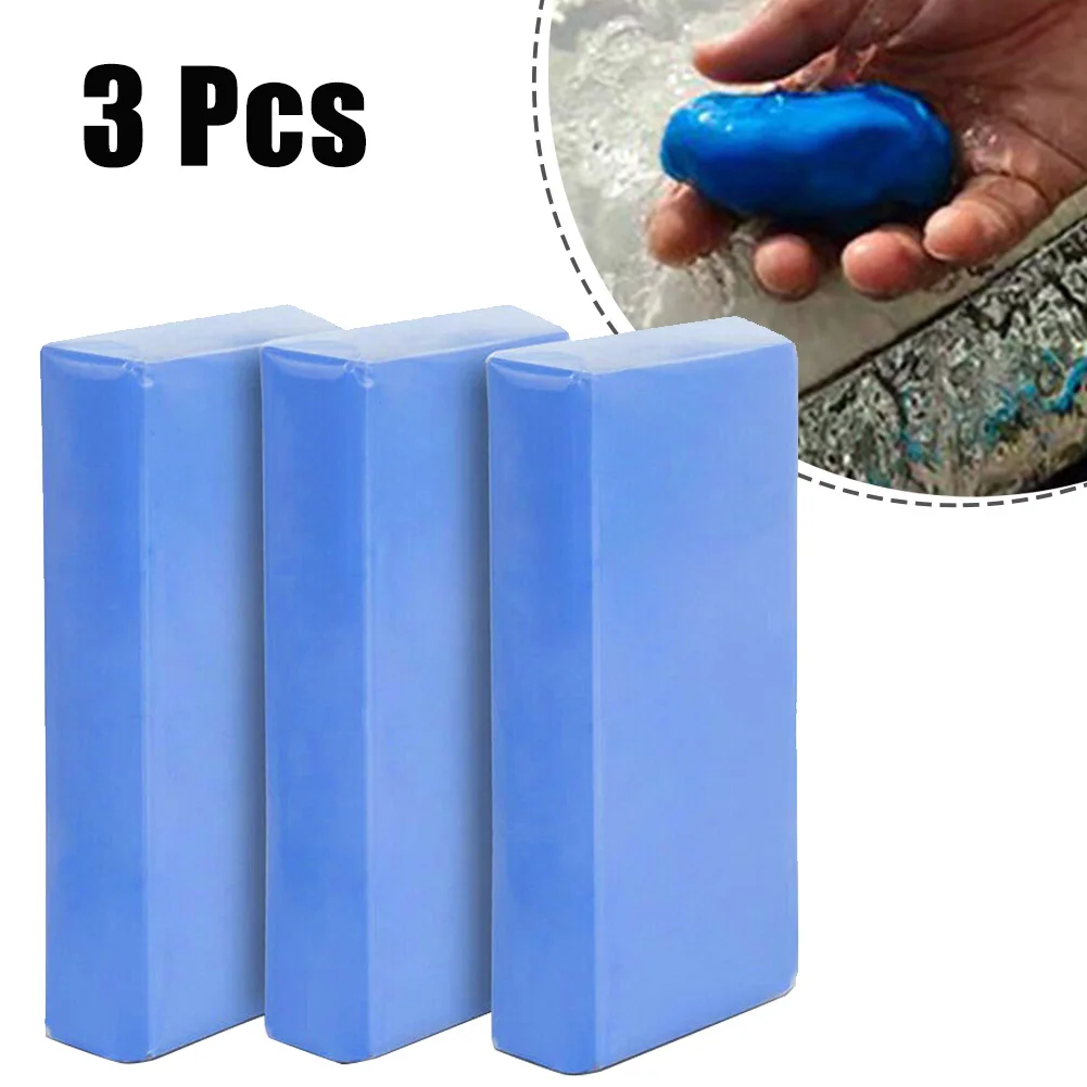 3PCS Clay Cleaning Bar Blue Clay Cleaning Bar Car Detailing Waxing Polish Treatment Fine Grade Reuseable