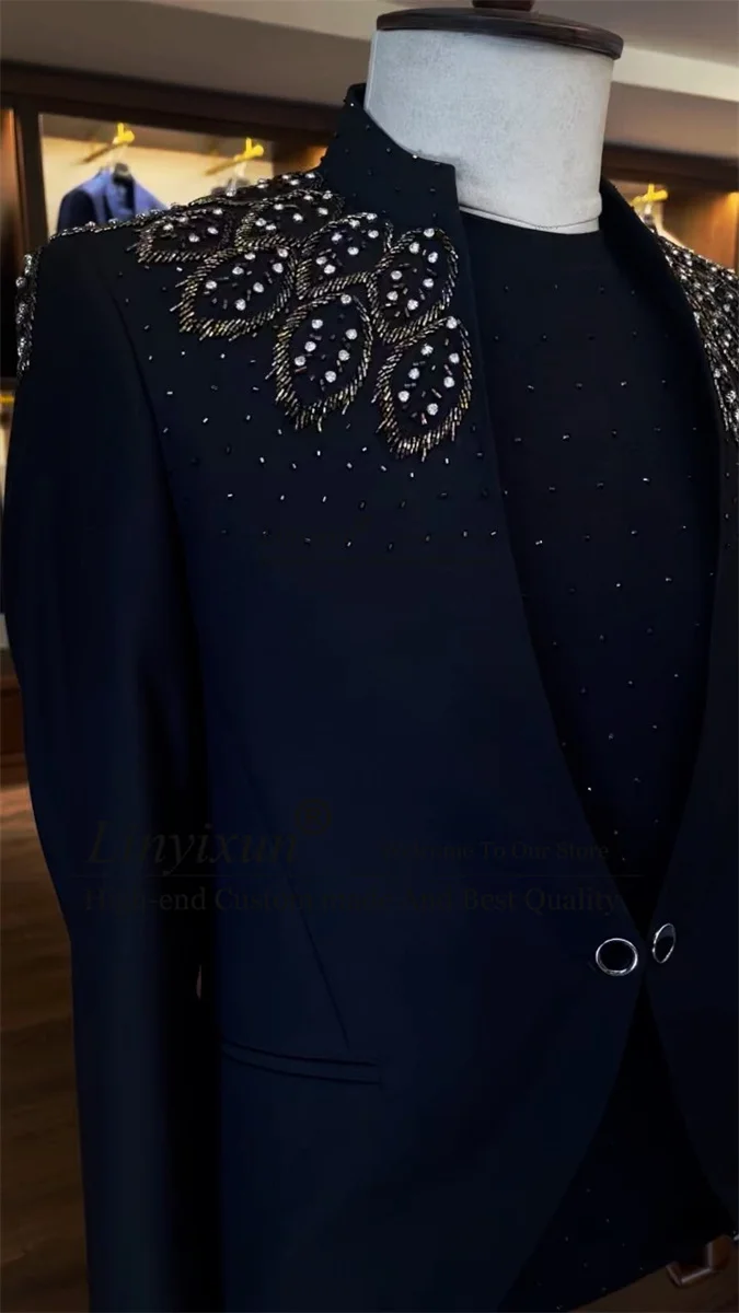 Роскошные смокинги с алмазной вышивкой и орнаментом мужские костюмы 3 предмета