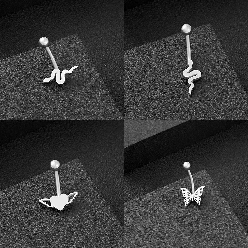 

1PC New Fashion Curved Belly Button Nail Stainless Steel Butterfly Skull Snake Belly Button Ring Tragus Body Piercing Jewelry