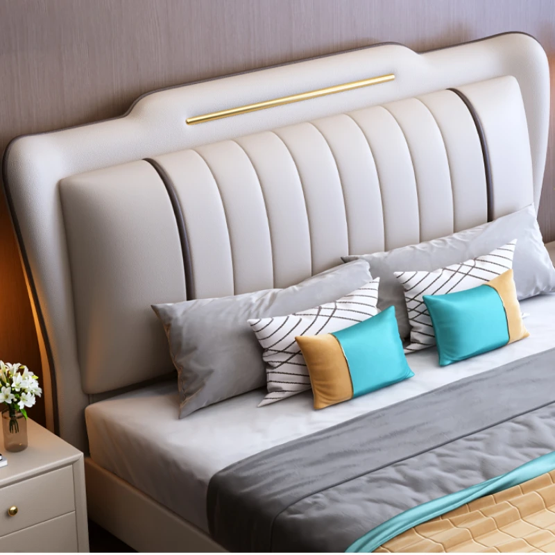 Роскошная детская двуспальная кровать Современная двухспальная с изголовьем