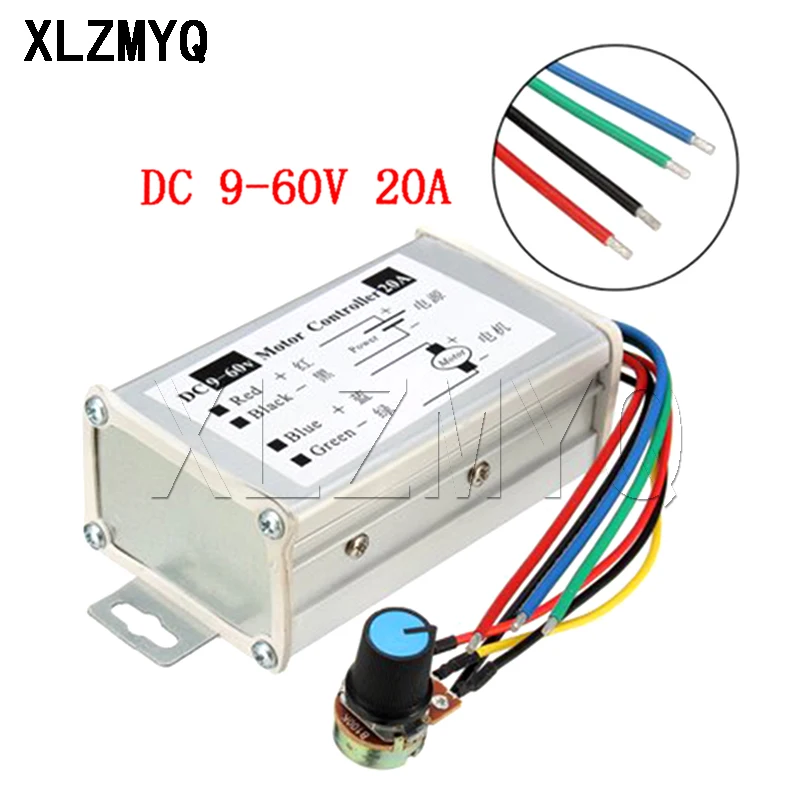 

DC 9V 12V 24V 48V 60V 20A Motor Speed Controller Regulator Driver PWM DC/9-60V 0-1200W Adjustable Current
