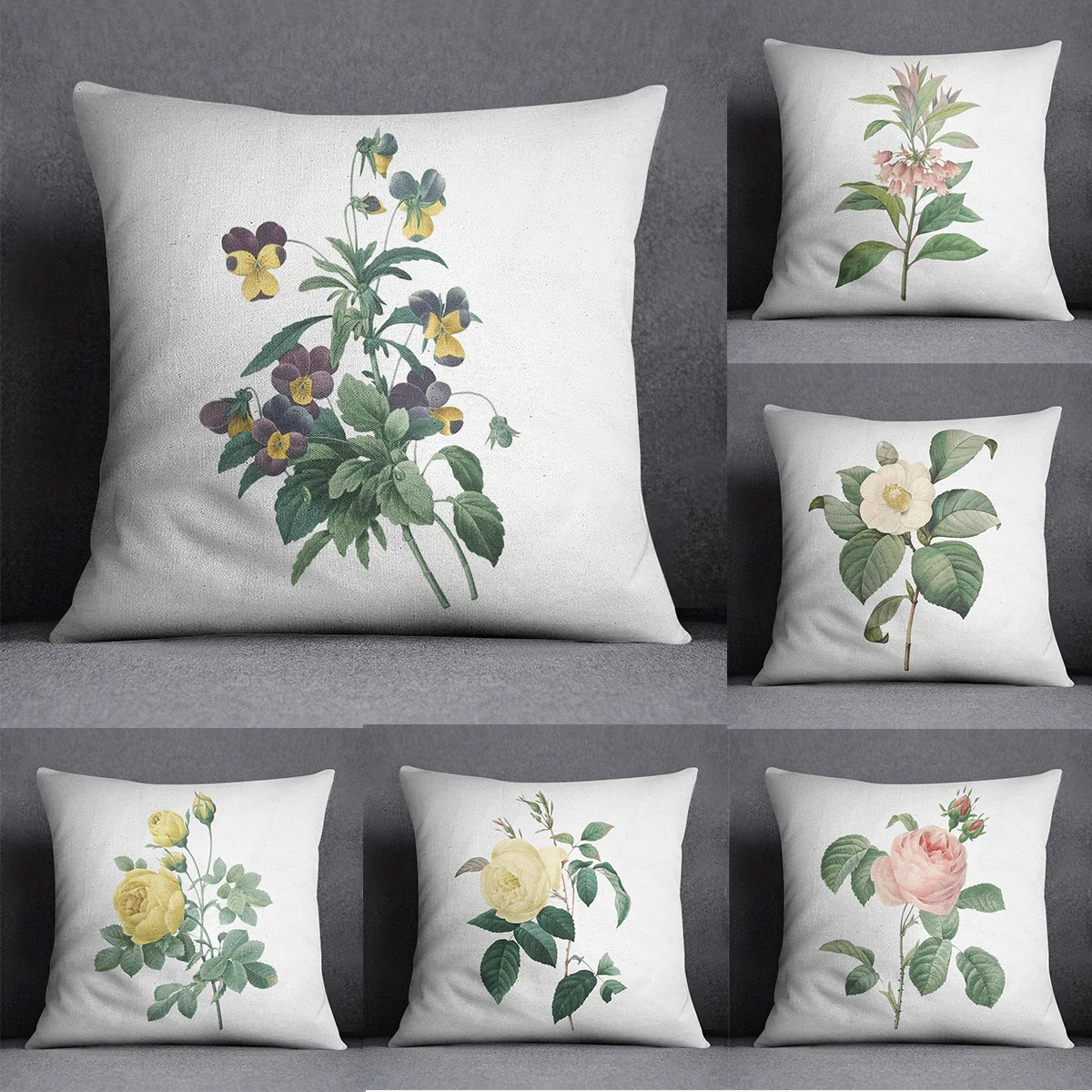 

Colorful Flower Pillow Case Flowers Printing Pillow Cover Retro Customized Sofa Cushion Cover Cojines Decorativos Para Sofá