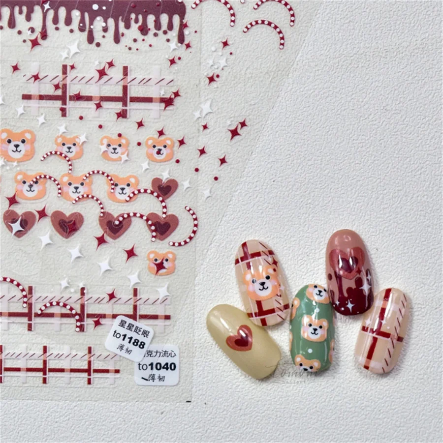 

Cute Cream Ice Cream Stars Adhesive Nail Art Sticker Design Decoration For Nails Decals DIY Foil Art Manicure