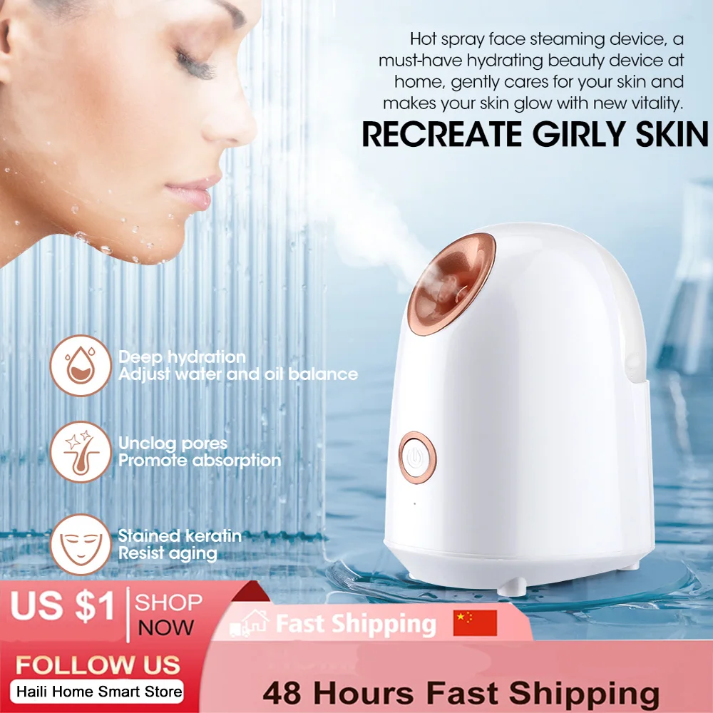 

Double Face Steamer USB Rechargeable Humidifier Nano Nebulizer Mini LED Cold Spray Moisturizing Beauty Instruments Skin Care Too