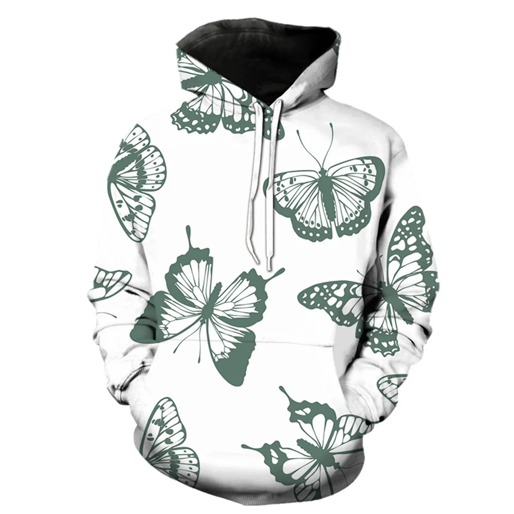 

Повседневные толстовки с длинным рукавом и принтом бабочки для мужчин и женщин, новинка 2022, модный крутой пуловер с капюшоном и 3d Цифровым п...