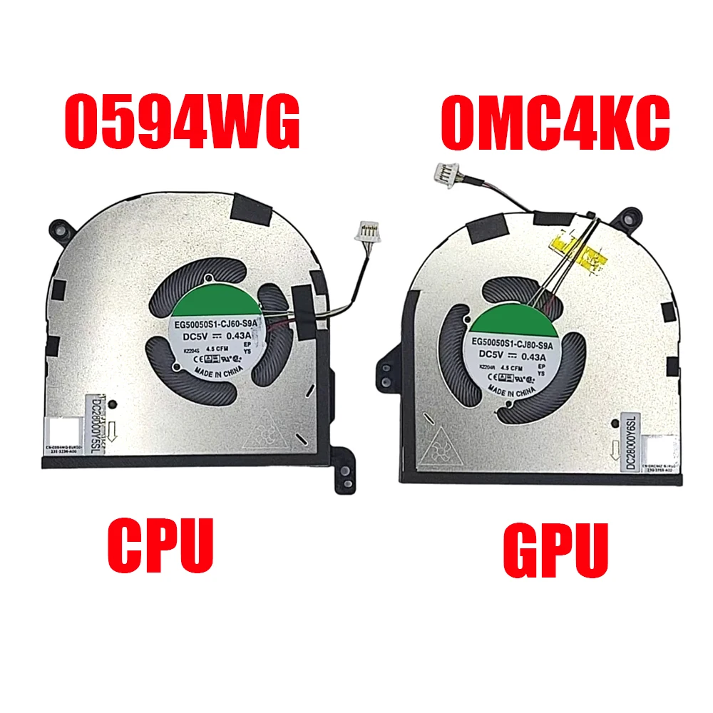 Вентилятор для ЦП и графического процессора для DELL XPS 15 9520 для Precision 5570 0594WG 594WG 0MC4KC MC4KC Φ DC5V Новинка
