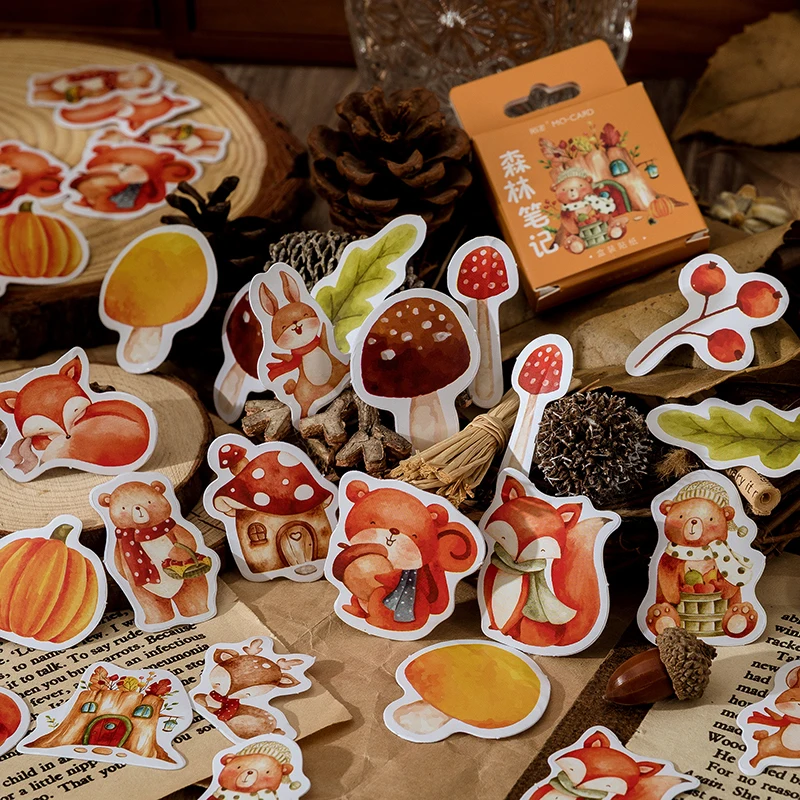 

46 Pcs/Box Forest World Animal Boxed Scrapbook Stickers DIY Diary Junk Journal Decoration Aesthetics Album Stationery Sticker