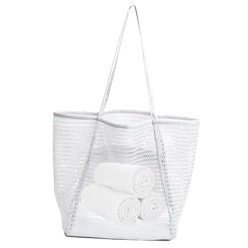

Beach Toy Bag Large Beach Bag Pool Bags Mesh Tote Bag For Beach Foldable Mesh Beach Tote For Toys Towel Flops