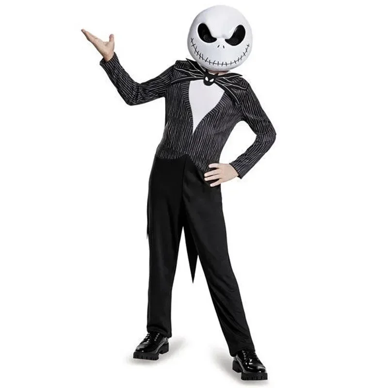 Фото Косплей для мальчиков «Кошмар перед Рождеством», одежда J-Jack Skellington, косплей для детей, нарядный костюм на Хэллоуин для девочек, S-Sally Part72 №2