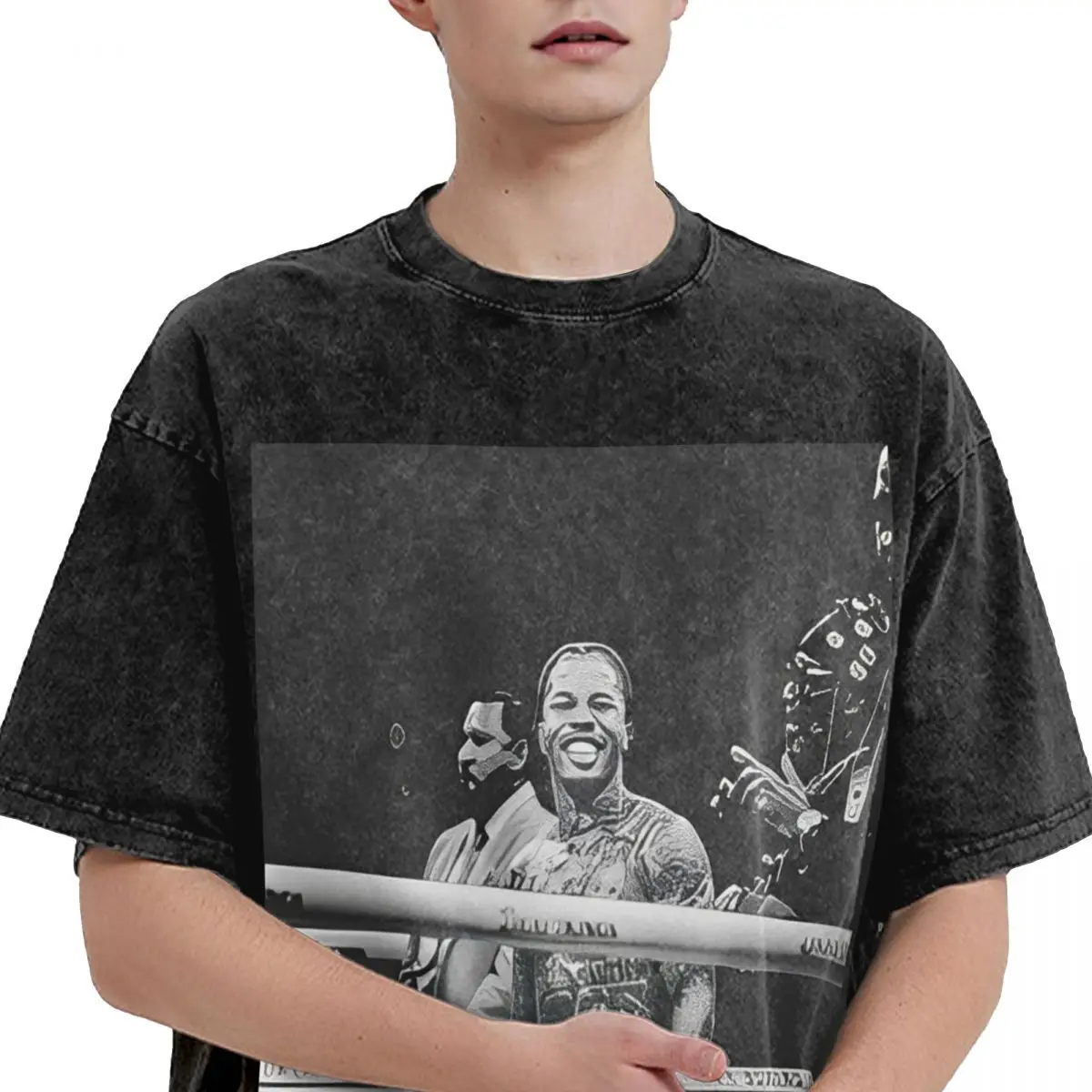 Винтажная промытая футболка Gervonta Davis простые футболки модная для мужчин летние Y2K