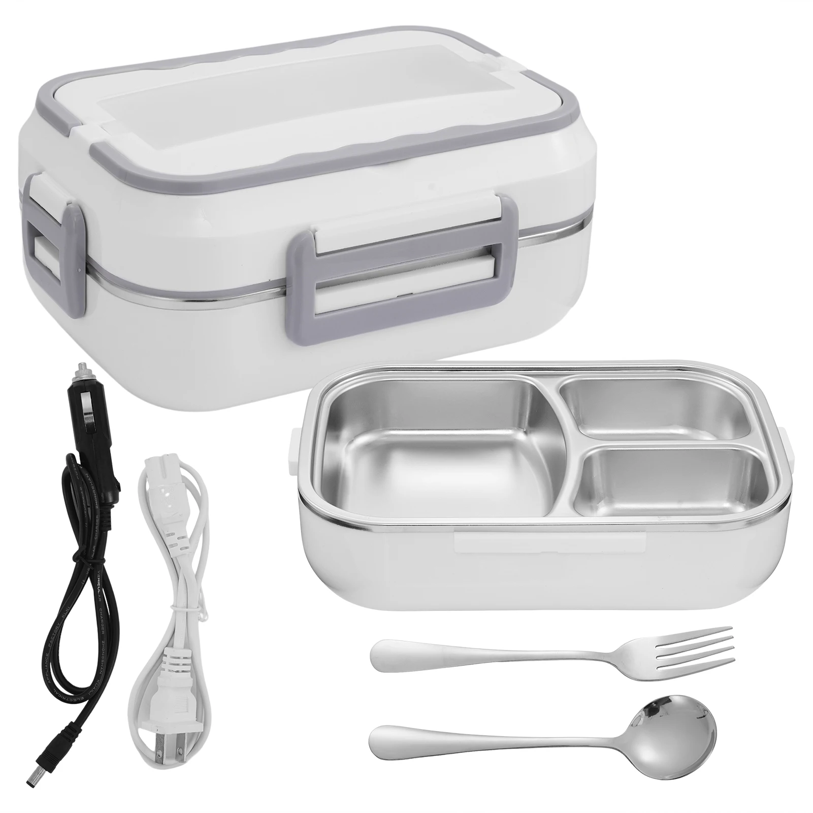 

Electric Lunch Box 2 in 1 Food Heater Portable Dinner Warmer Stainless Steel Container for Car Household Office Camping