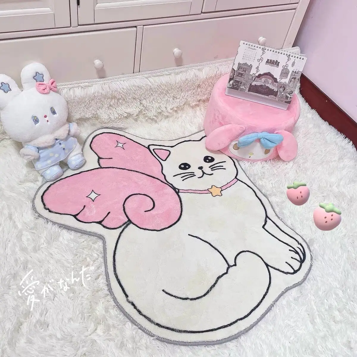 

Comfortable And Cute Cat-Shaped Carpet，Girl Bedroom Mats, Living Room，Cute Room Decor ，Plush -Shaped Rug,Home Decor