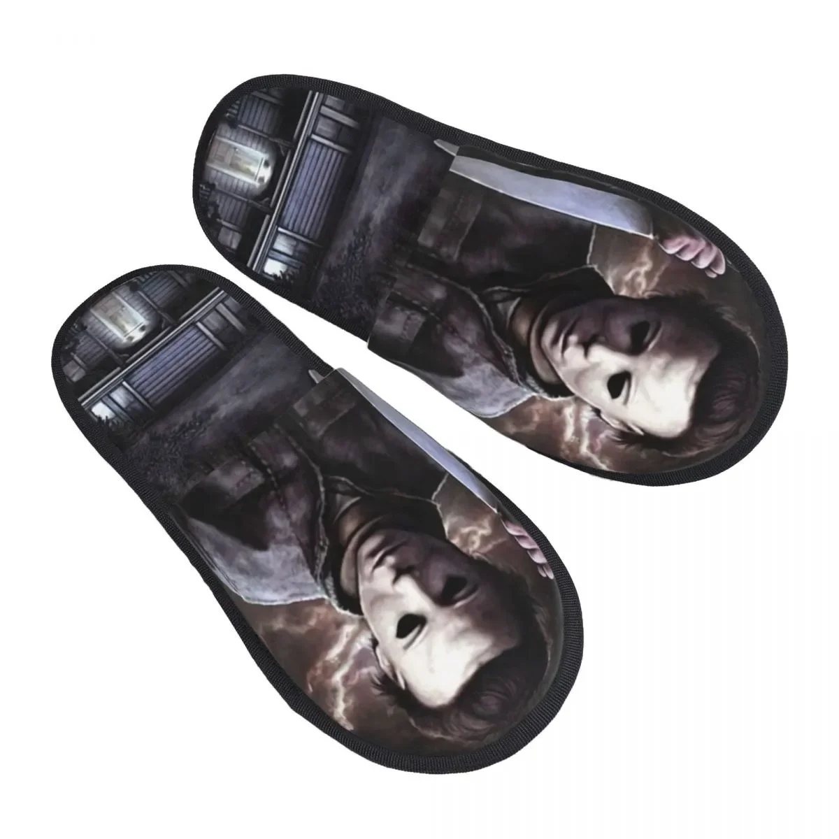 

Женские домашние тапочки Майкла Майерса с принтом на заказ, Уютные теплые пушистые тапочки из пены с эффектом памяти для Хэллоуина, Уличная обувь для дома и улицы