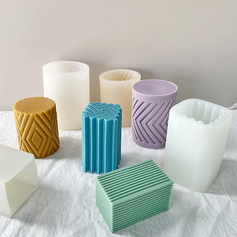 3D Geometric Gear Column Cylindrical Candle Silicone Mould DIY Plaster Handmade Soap Aromatherapy Diffuser Stone Molds Cake Mold |