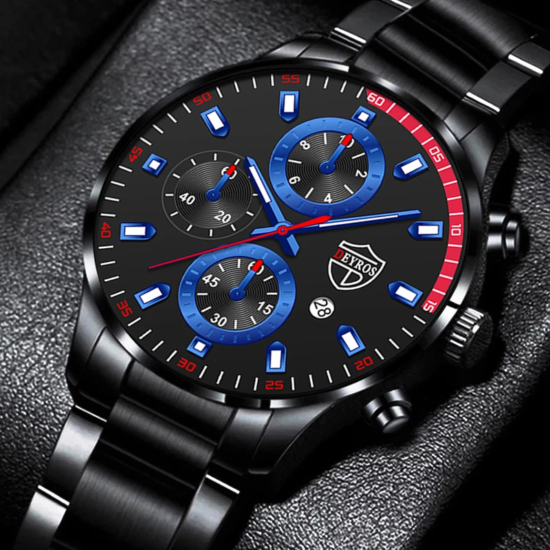 Часы наручные мужские кварцевые с большим циферблатом модные брендовые люксовые