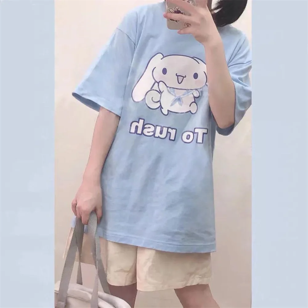 

Футболка женская оверсайз в стиле Харадзюку, милый мультяшный топ с коротким рукавом, милая рубашка в стиле High Street, на лето