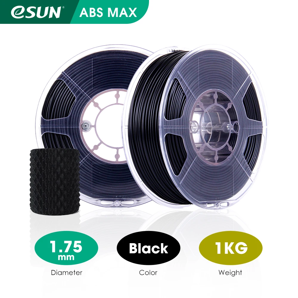 

ESUN ABS Max Filament 1.75mm 3D Printer Filament Accuracy +/- 0.05mm 1KG (2.2 LBS) Spool 3D Printing Materials for 3D Printers