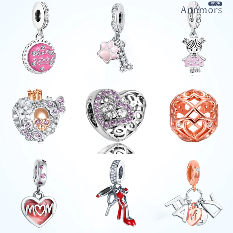 

Подвеска в виде розового сердца, шара, милого кота, подходит для оригинального браслета, ожерелья, серебряное покрытие, розовое искусственн...