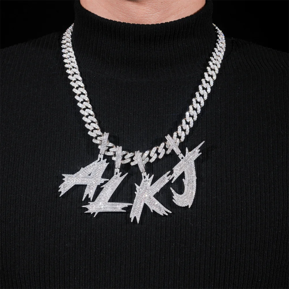 AZ SOLID Letters Подвеска из латуни с Bling Baguettes Циркон Имя Буквы Ожерелья для Женщин Мужчин Панк Хип-Хоп Ювелирные Изделия Бесплатная Доставка (art.: 3920cecf00ebe) - 3920cecf00ebe