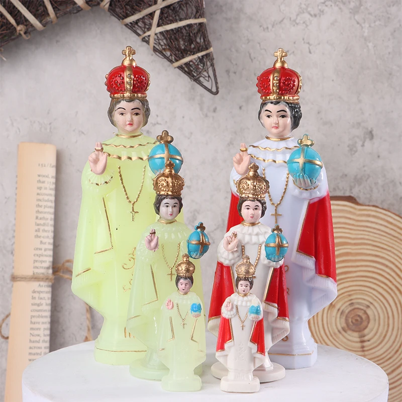 

Миниатюрная Статуя Иисуса, религиозная фигурка, светящаяся фигурка, сувениры из католических христианских сувениров, Настольная статуэтка...