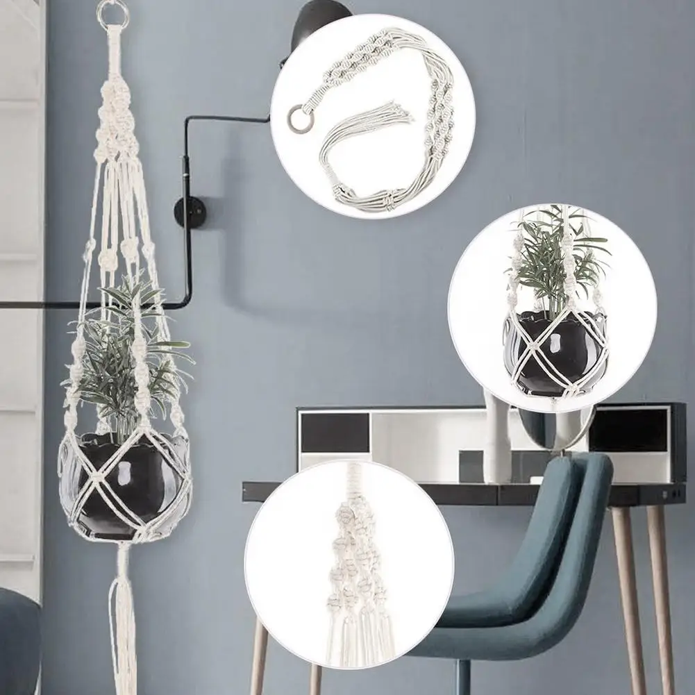 Плетеная веревка 105 см подвесная корзина сетчатая вешалка для цветочных горшков