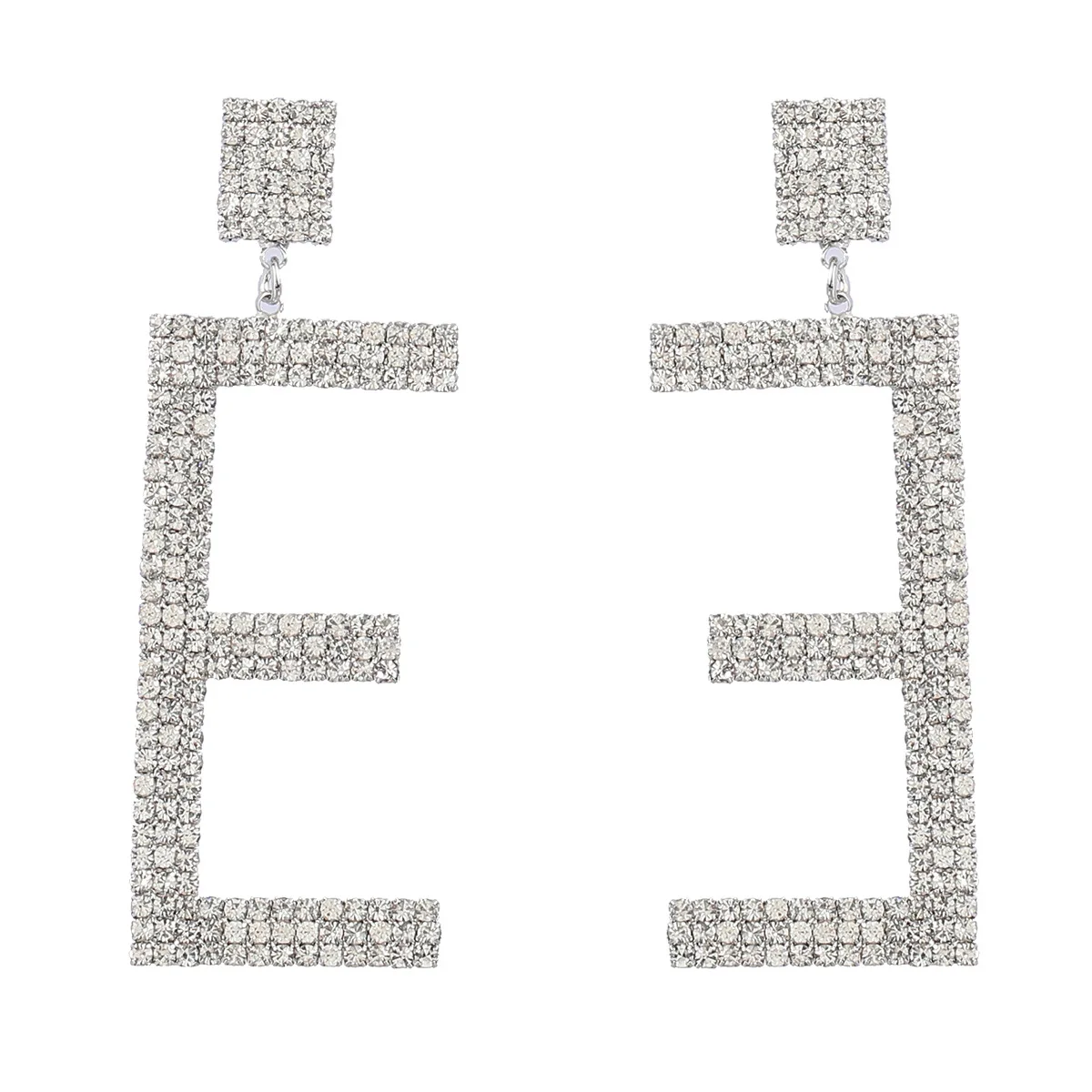 New Trend Rhinestones 26 English Letters Gold Earrings Women's Popular Exaggerated Dangle Banquet Jewelry Accessories |
