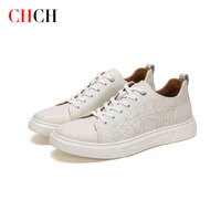 chch genuine leather male sneakers luxury brand casual walking white shoes for men laces up breathable original