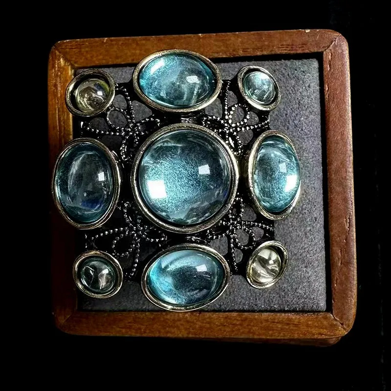 

Vintage glass blue fashion elegant ring