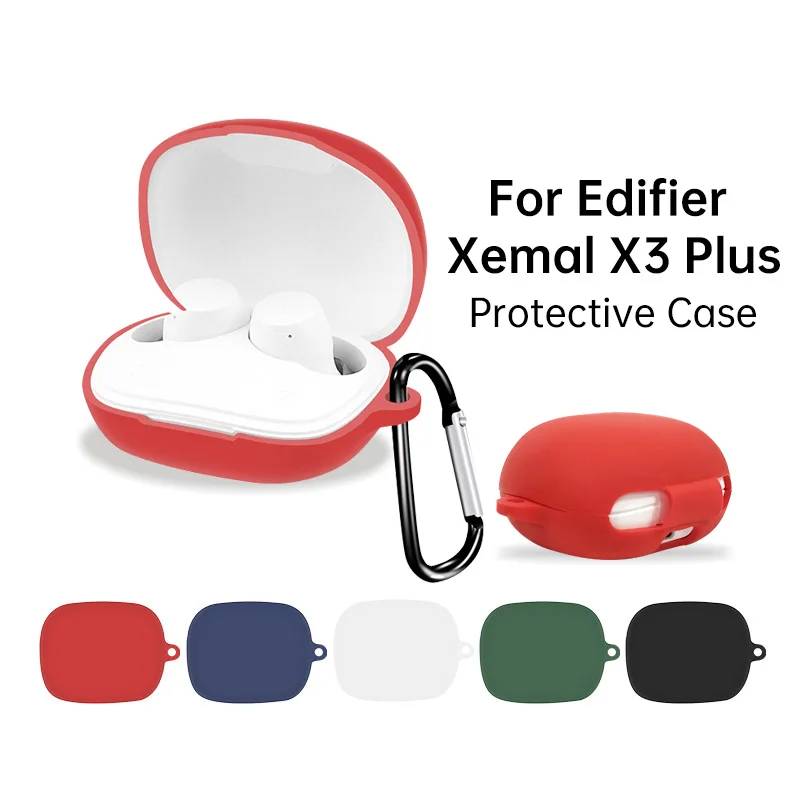 

Мягкий силиконовый чехол для наушников Edifier Xemal X3 Plus, чехол для беспроводных Bluetooth-наушников, защитный чехол для зарядного устройства с крючк...