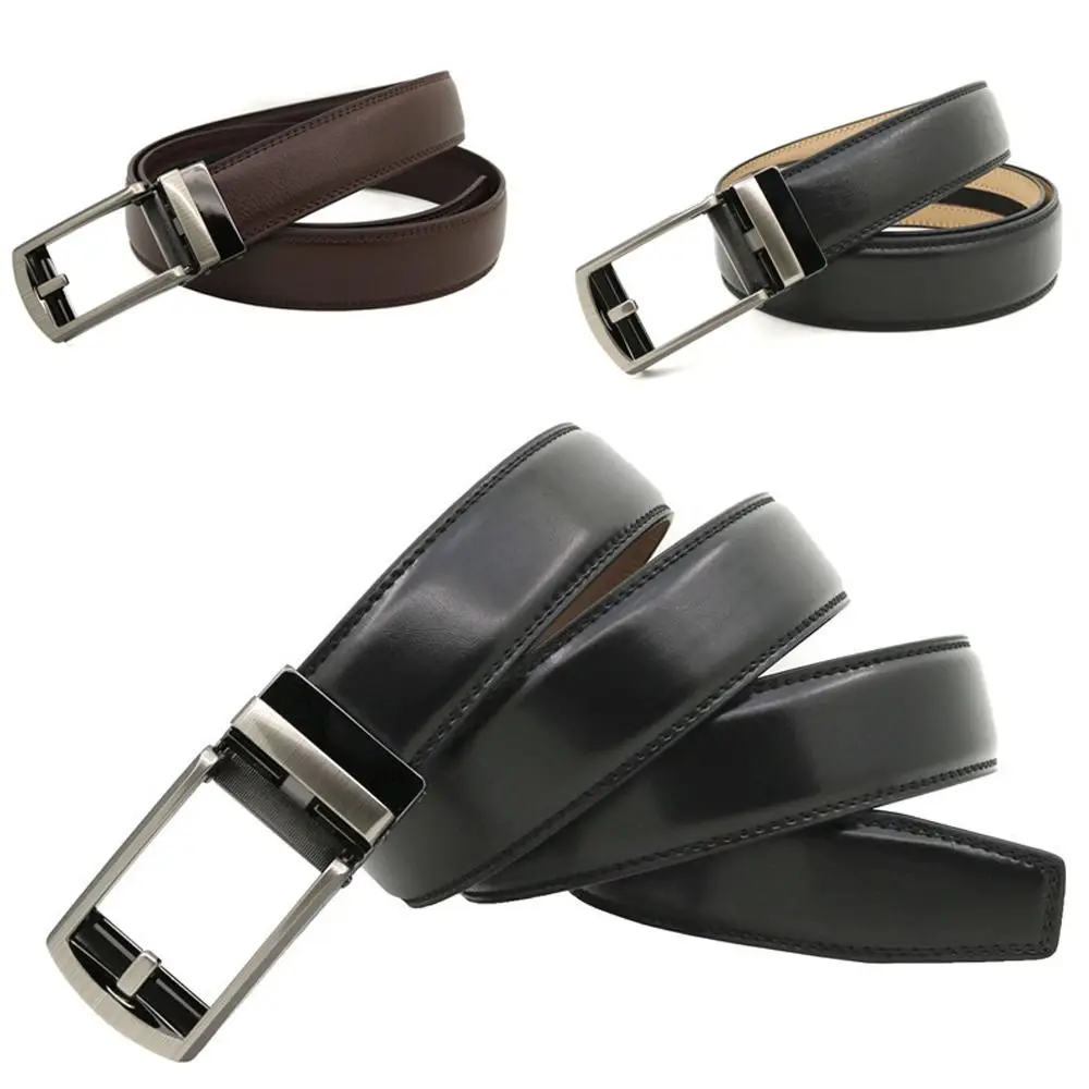 

Automatic Buckle Men's Click Belt Fashion Comfort Leather Ratchet Leather Belts 110cm 120cm 130cm Adjustable Trim Waistband Man